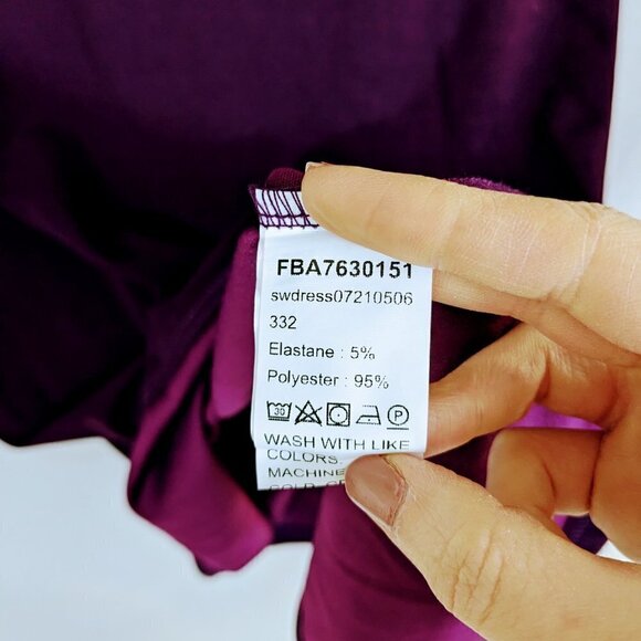 Plum Purple Faux Wrap Holiday Stretch Dress Size 0X - Picture 5 of 5